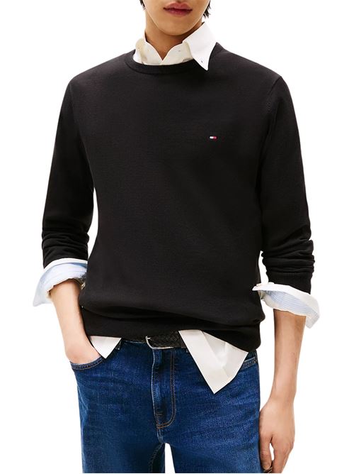 Maglioncino uomo nero in cotone Tommy Hilfiger | MW0MW14748BDS
